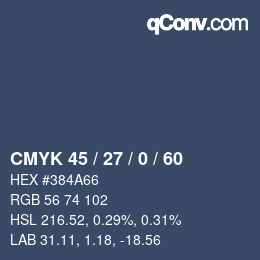 カラーコード: CMYK 45 / 27 / 0 / 60 | qconv.com
