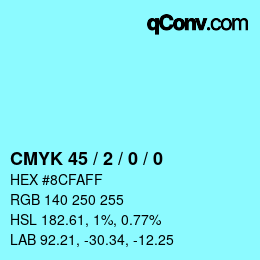 颜色代码: CMYK 45 / 2 / 0 / 0 | qconv.com