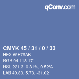 Código de color: CMYK 45 / 31 / 0 / 33 | qconv.com