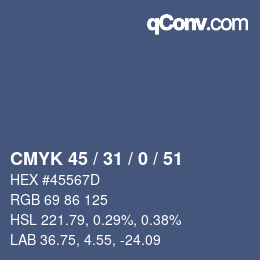 颜色代码: CMYK 45 / 31 / 0 / 51 | qconv.com