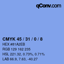 Color code: CMYK 45 / 31 / 0 / 8 | qconv.com