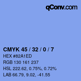 颜色代码: CMYK 45 / 32 / 0 / 7 | qconv.com