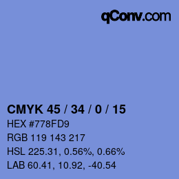 Color code: CMYK 45 / 34 / 0 / 15 | qconv.com