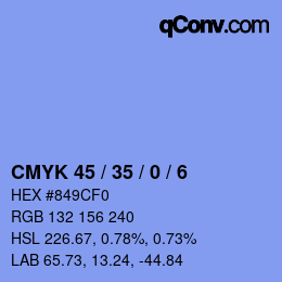 Farbcode: CMYK 45 / 35 / 0 / 6 | qconv.com