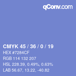 カラーコード: CMYK 45 / 36 / 0 / 19 | qconv.com