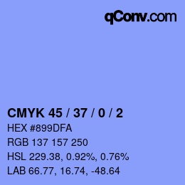 Farbcode: CMYK 45 / 37 / 0 / 2 | qconv.com