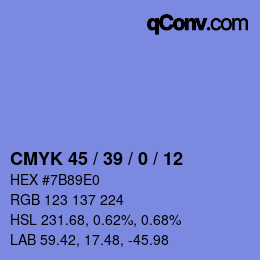 Color code: CMYK 45 / 39 / 0 / 12 | qconv.com