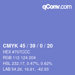 Color code: CMYK 45 / 39 / 0 / 20 | qconv.com