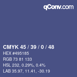 颜色代码: CMYK 45 / 39 / 0 / 48 | qconv.com