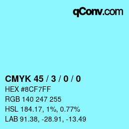 Código de color: CMYK 45 / 3 / 0 / 0 | qconv.com