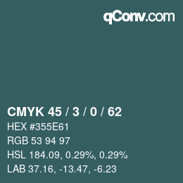 Farbcode: CMYK 45 / 3 / 0 / 62 | qconv.com