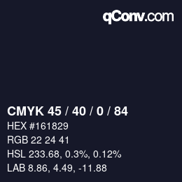 颜色代码: CMYK 45 / 40 / 0 / 84 | qconv.com