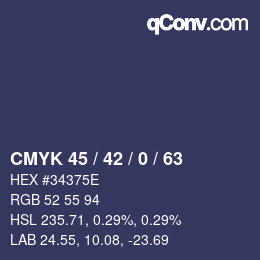 Color code: CMYK 45 / 42 / 0 / 63 | qconv.com