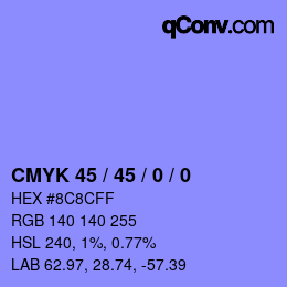 カラーコード: CMYK 45 / 45 / 0 / 0 | qconv.com