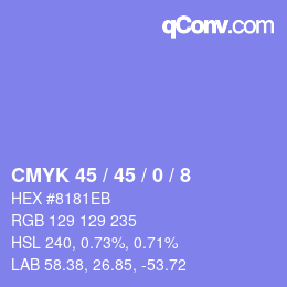 カラーコード: CMYK 45 / 45 / 0 / 8 | qconv.com