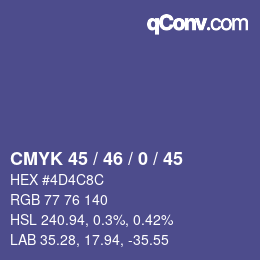 カラーコード: CMYK 45 / 46 / 0 / 45 | qconv.com
