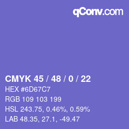 Color code: CMYK 45 / 48 / 0 / 22 | qconv.com