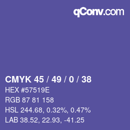 Color code: CMYK 45 / 49 / 0 / 38 | qconv.com