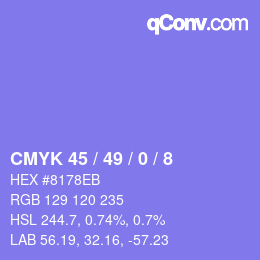 カラーコード: CMYK 45 / 49 / 0 / 8 | qconv.com