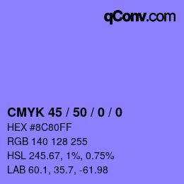 Color code: CMYK 45 / 50 / 0 / 0 | qconv.com