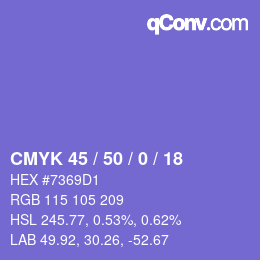 カラーコード: CMYK 45 / 50 / 0 / 18 | qconv.com