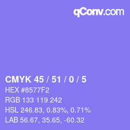 Farbcode: CMYK 45 / 51 / 0 / 5 | qconv.com