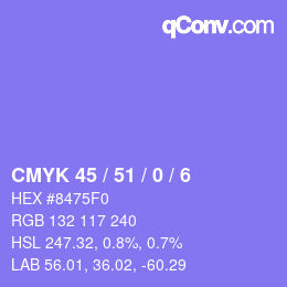 Color code: CMYK 45 / 51 / 0 / 6 | qconv.com