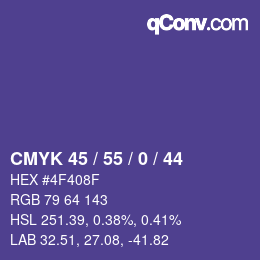 Código de color: CMYK 45 / 55 / 0 / 44 | qconv.com