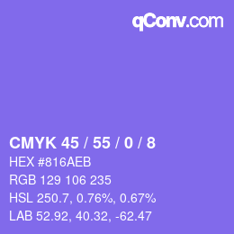 カラーコード: CMYK 45 / 55 / 0 / 8 | qconv.com