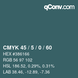 Farbcode: CMYK 45 / 5 / 0 / 60 | qconv.com