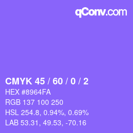 カラーコード: CMYK 45 / 60 / 0 / 2 | qconv.com