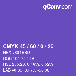 カラーコード: CMYK 45 / 60 / 0 / 26 | qconv.com