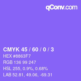 カラーコード: CMYK 45 / 60 / 0 / 3 | qconv.com