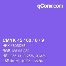 カラーコード: CMYK 45 / 60 / 0 / 9 | qconv.com