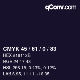 颜色代码: CMYK 45 / 61 / 0 / 83 | qconv.com