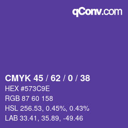 Farbcode: CMYK 45 / 62 / 0 / 38 | qconv.com