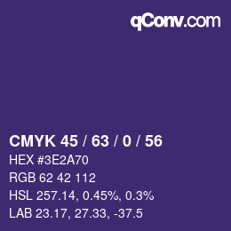 Color code: CMYK 45 / 63 / 0 / 56 | qconv.com
