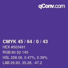 Color code: CMYK 45 / 64 / 0 / 43 | qconv.com