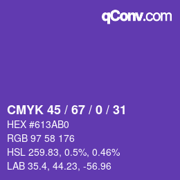Color code: CMYK 45 / 67 / 0 / 31 | qconv.com