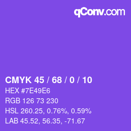 カラーコード: CMYK 45 / 68 / 0 / 10 | qconv.com