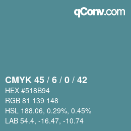 Color code: CMYK 45 / 6 / 0 / 42 | qconv.com