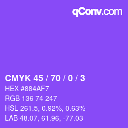 Farbcode: CMYK 45 / 70 / 0 / 3 | qconv.com