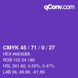 Color code: CMYK 45 / 71 / 0 / 27 | qconv.com