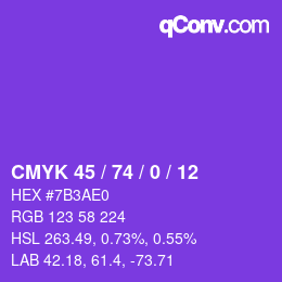 Color code: CMYK 45 / 74 / 0 / 12 | qconv.com