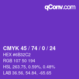 Código de color: CMYK 45 / 74 / 0 / 24 | qconv.com