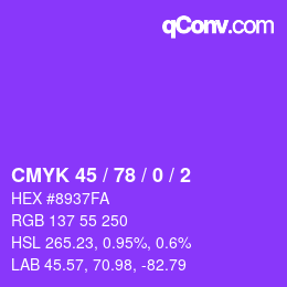 Color code: CMYK 45 / 78 / 0 / 2 | qconv.com