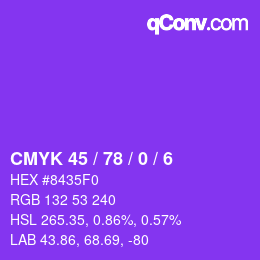 Color code: CMYK 45 / 78 / 0 / 6 | qconv.com