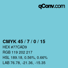 カラーコード: CMYK 45 / 7 / 0 / 15 | qconv.com