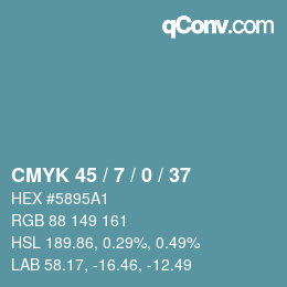 カラーコード: CMYK 45 / 7 / 0 / 37 | qconv.com