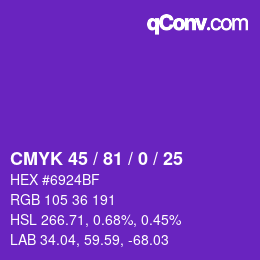 カラーコード: CMYK 45 / 81 / 0 / 25 | qconv.com